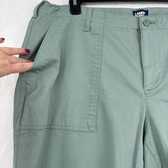 Lands End Pants Size 20W Green High Rise Utility Straight Pockets Cotton Stretch - Picture 5 of 13